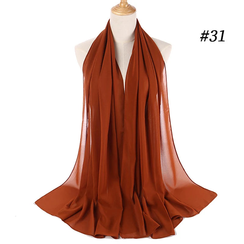 Hijab musulman en mousseline pour femmes, écharpe en mousseline bulle, voile pour femmes, musulmanes, islamiques, de couleur unie, malaisiennes, écharpes foulard musulman
