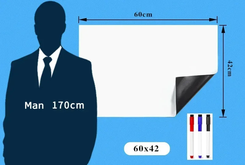Magnetic Dry Erase Board Reusable Fridge Magnet Board Flexible Refrigerator Whiteboard for Reminder Memo, for Home Office School