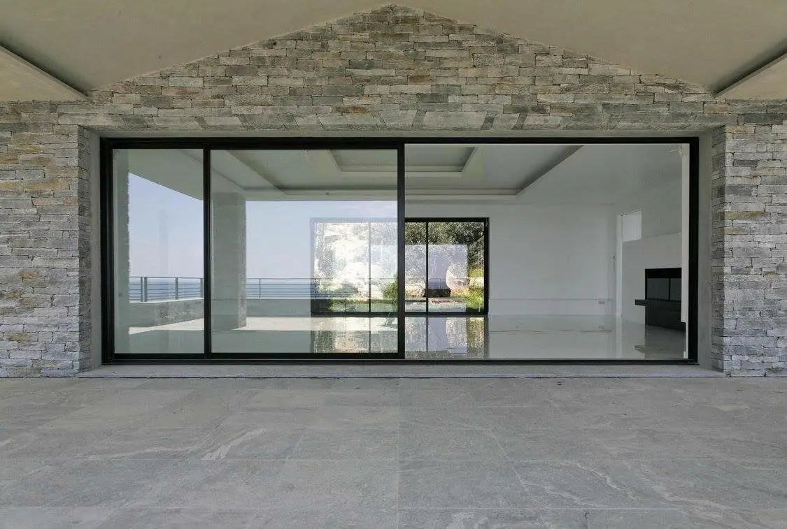 DN 2,0 mm moderne Schiebetür aus Aluminium, hochbelastbar, mit gehärtetem Glas, schalldicht und energiesparend, wasserdichte Terrassentüren