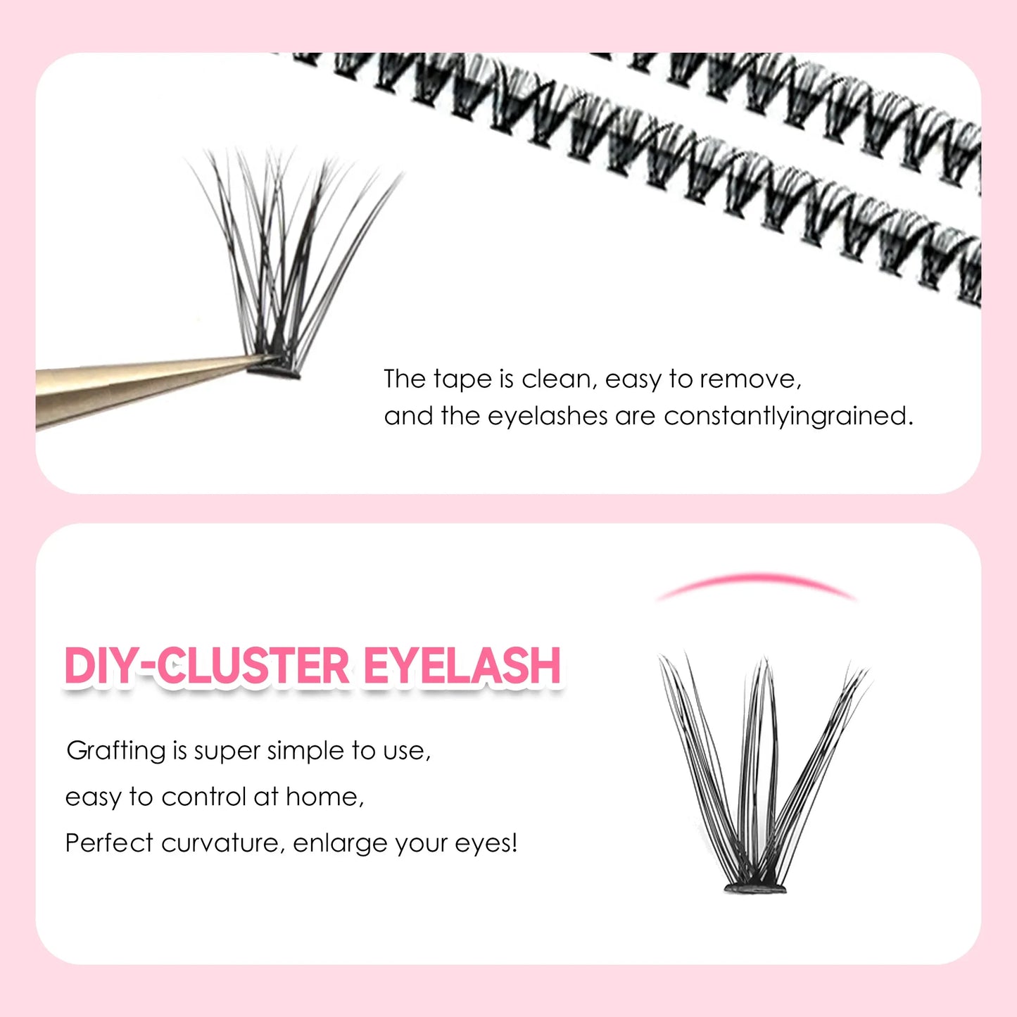 Kit d'Extension de Cils DIY, 200 Grappes de Cils, Colle et Scellant pour Cils, Outils de Maquillage pour Coller les Cils et Accessoires de Colle à Cils