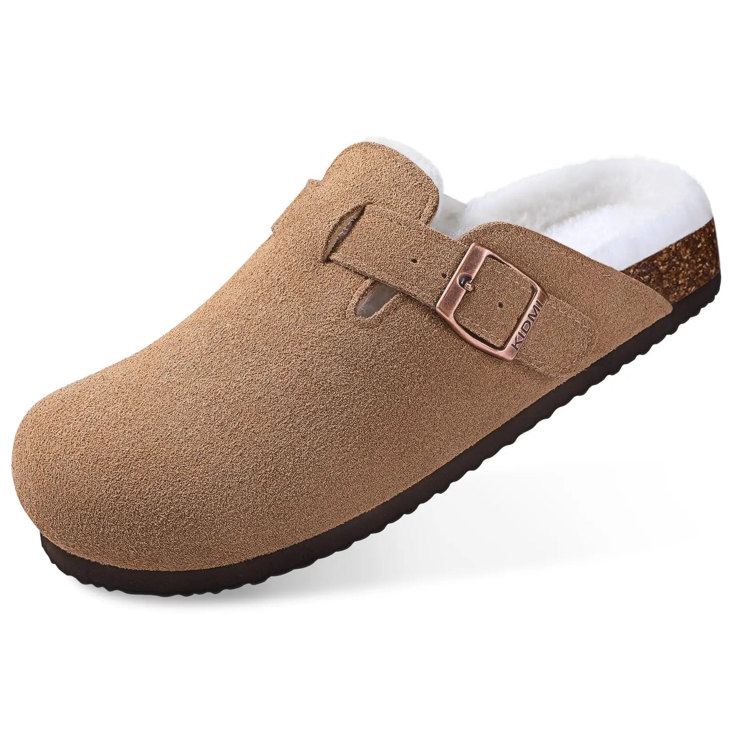 KIDMI Wildleder-Clogs für Damen Herren Pantoletten Korkfußbett Sandalen mit Fußgewölbestütze Modische rutschfeste Outdoor-Strandschuhe Hausschuhe