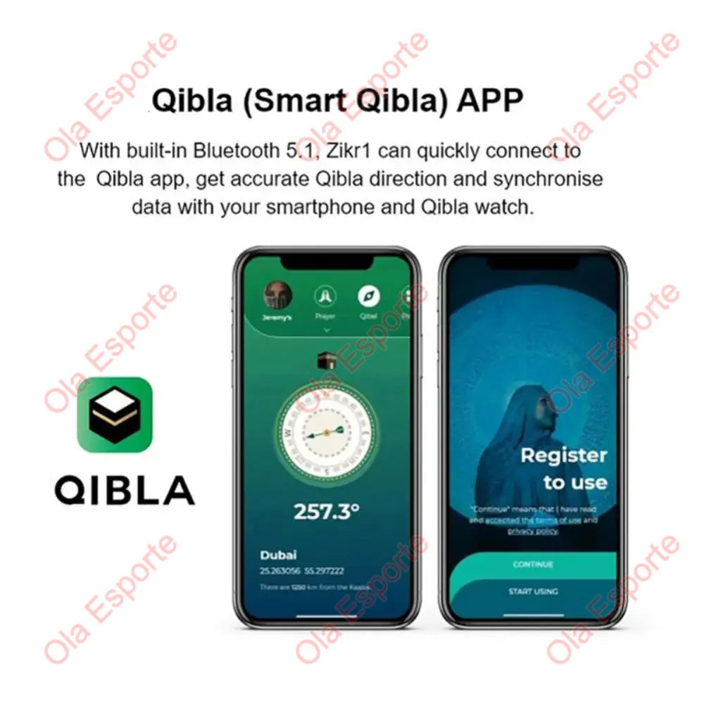 Compteur de doigts intelligent Qibla Tasbih pour musulmans Zikr Ring Digital Tasbeeh Rappel de vibration des 5 heures de prière Étanche Qibla Subhah