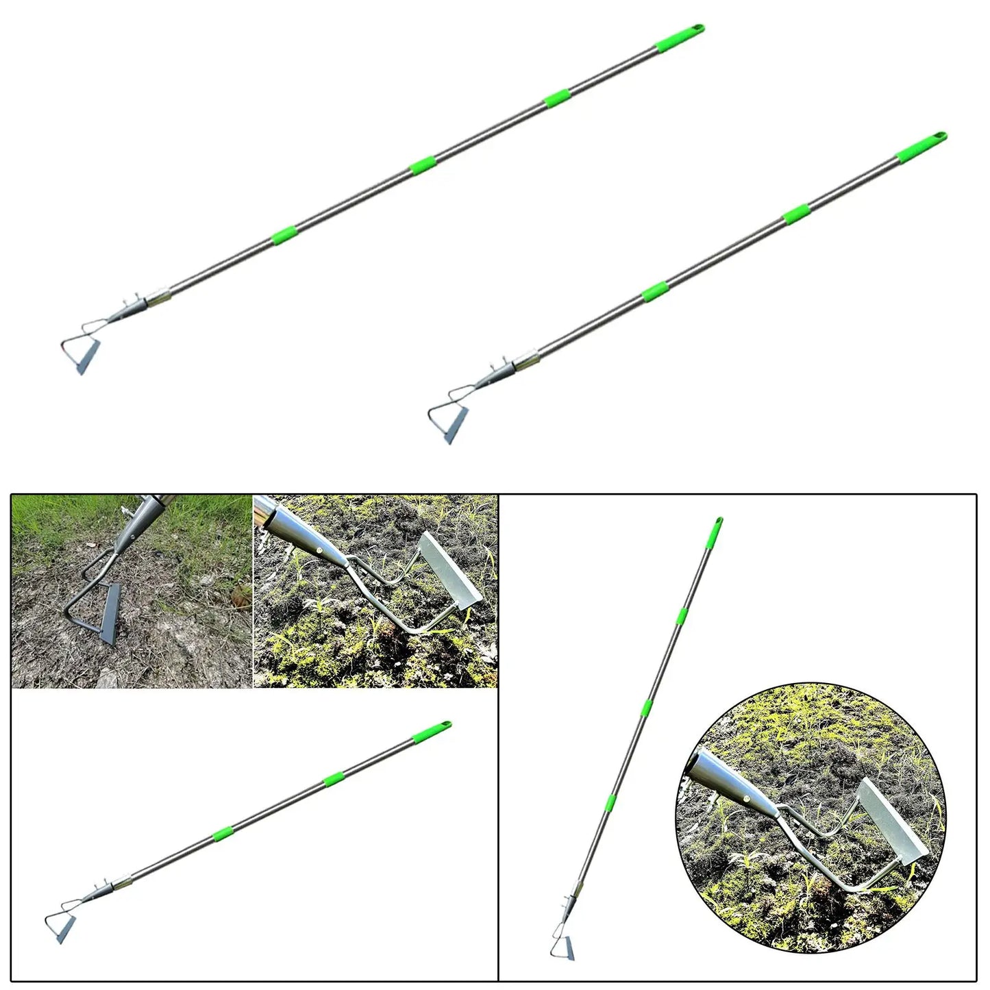 Outil de sarclage à main, désherbeur racleur cultivateur à long manche, usage intensif, idéal pour désherber sans se pencher