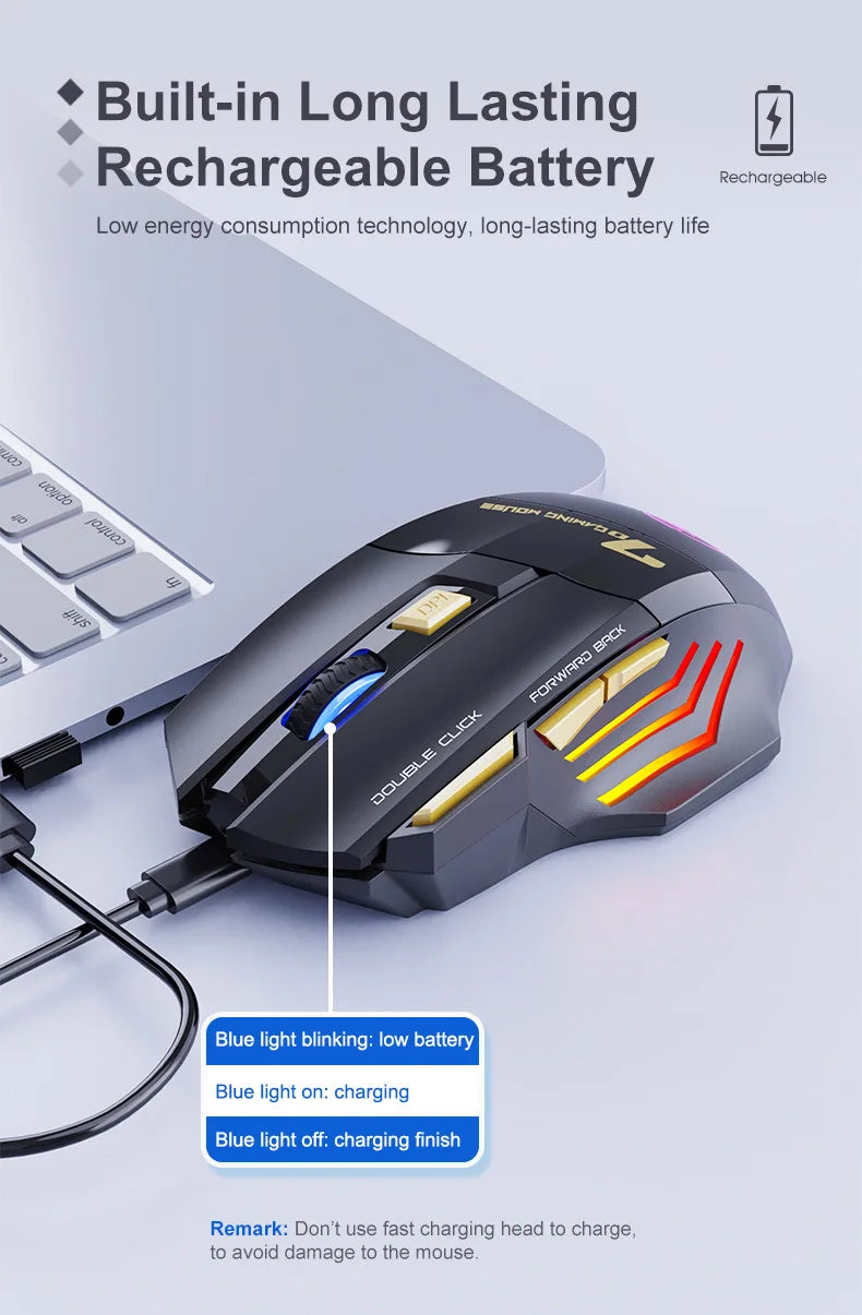 UTHAI GW-X7 Laptop Zubehör 7-Tasten Double Tap Free 2.4G Silent Wiederaufladbare Bunte Atmende Licht Drahtlose Gaming Maus