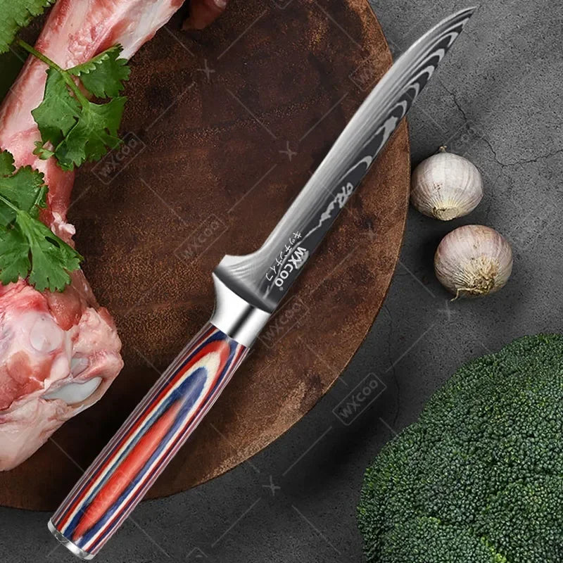 Professional Kitchen Chef's Knife Damascus Japanese Santoku Slicing Knife Meat Cleaver Stainless Steel Butcher Knife with Box