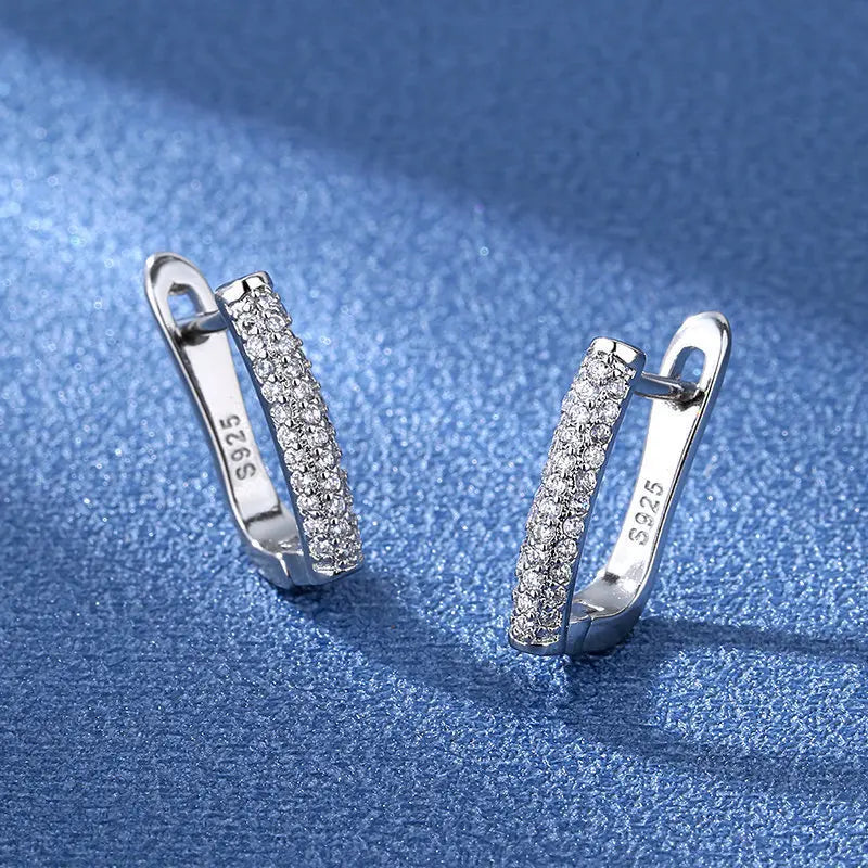 Ohrringe aus 925er Sterlingsilber, Schmuck, hochwertige Retro-Ohrringe mit einfachem Muster, lila-weiße Zirkon-Ohrringe, Bestseller