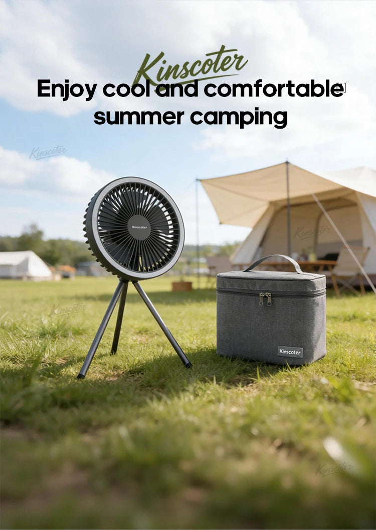 10000mAh 4000mAh Camping-Ventilator Wiederaufladbarer Tischventilator Tragbarer Zirkulator Kabelloser Deckenventilator mit Powerbank LED-Beleuchtung