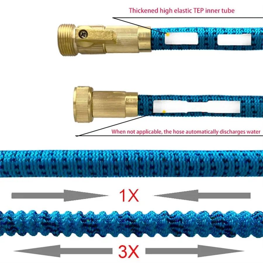 Tuyau d'arrosage extensible magique pour jardinage et nettoyage, 3/4", connecteur, tête d'arrosage, dispositif d'arrosage, sans nœuds.