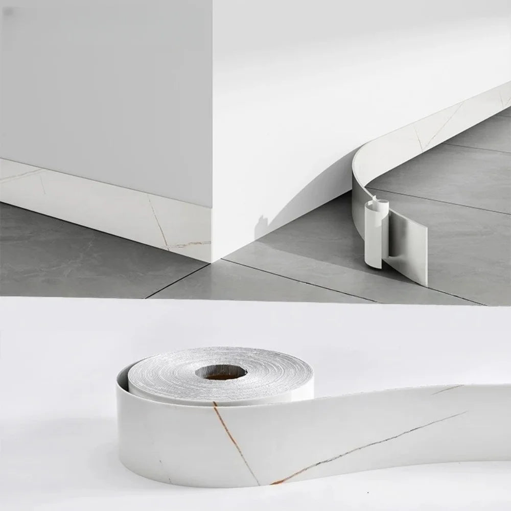 1 Stück 10 cm x 5 m PVC selbstklebender Marmor-Sockelleistenaufkleber - wasserdichter Fußleistenschutz für Eckfensterbänke zu Hause