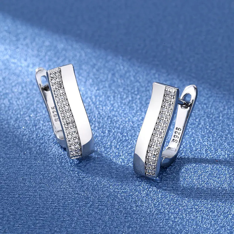 Ohrringe aus 925er Sterlingsilber, Schmuck, hochwertige Retro-Ohrringe mit einfachem Muster, lila-weiße Zirkon-Ohrringe, Bestseller