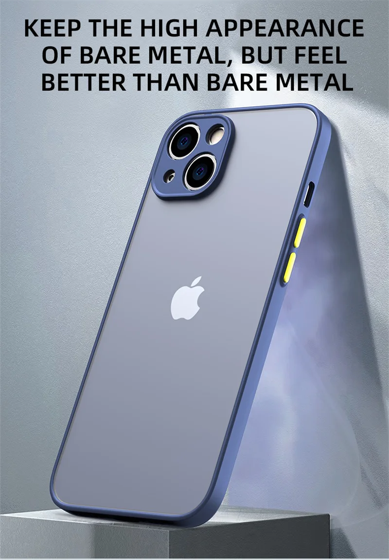 Shockproof Armor Matte Case For iPhone 14 13 12 11 Pro Max XR XS X 6 7 8 Plus SE Mini Silicone Bumper Clear Hard PC Cover Capa