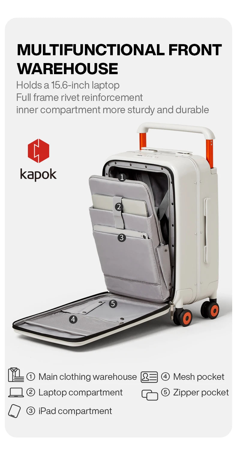 Mixi New Design Wide Handle Koffer Herren Handgepäck Damen Reise Trolley 20 Zoll Kabine PC Aluminiumrahmen M9275