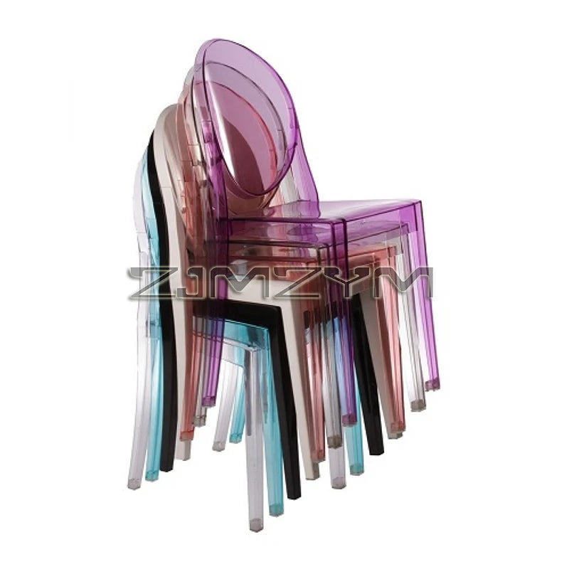 Freizeitstuhl Transparenter Esszimmer-Acrylstuhl Mehrfarbiger Kunststoff Kosmetikmöbel Rückenlehnstuhl