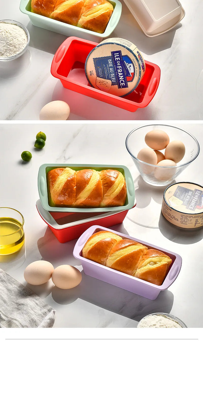 2 Stücke/Set Mini Kastenform Brot Toast Silikonform Rechteckige Kuchenform Käsekuchenform Backform Brot Backblech