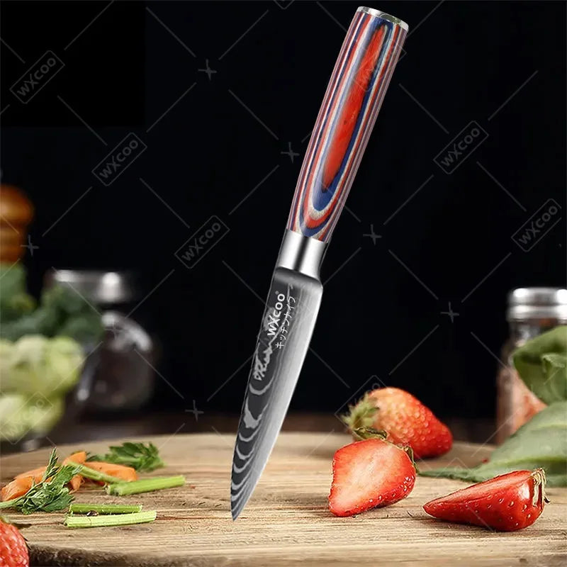 Professional Kitchen Chef's Knife Damascus Japanese Santoku Slicing Knife Meat Cleaver Stainless Steel Butcher Knife with Box
