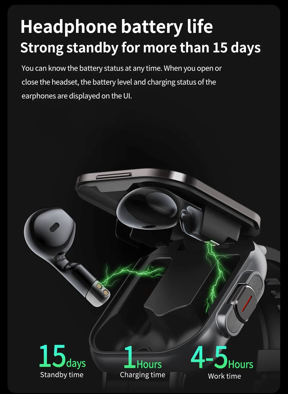 TWS Earphone Smartwatch 2.01" Headset 2-in-1 Smartwatch BT-Anruf Bluetooth Kopfhörer Uhren Herzfrequenz Sport Fitness Armband