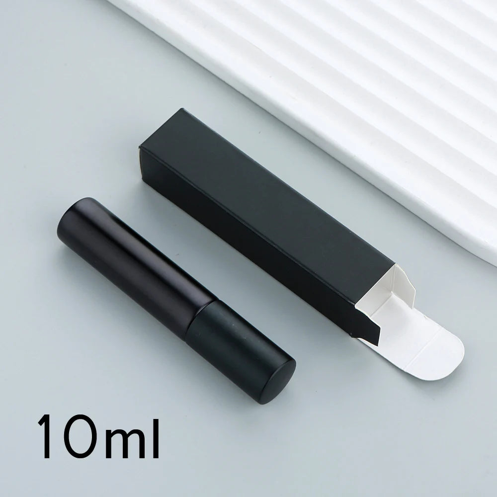 50/100 Stück 5ml 10ml Matt Schwarzer Parfümflakon Mit Verpackung Atomizer Leere Parfüm-Probenflaschen Benutzerdefiniertes LOGO Extra Bezahlen