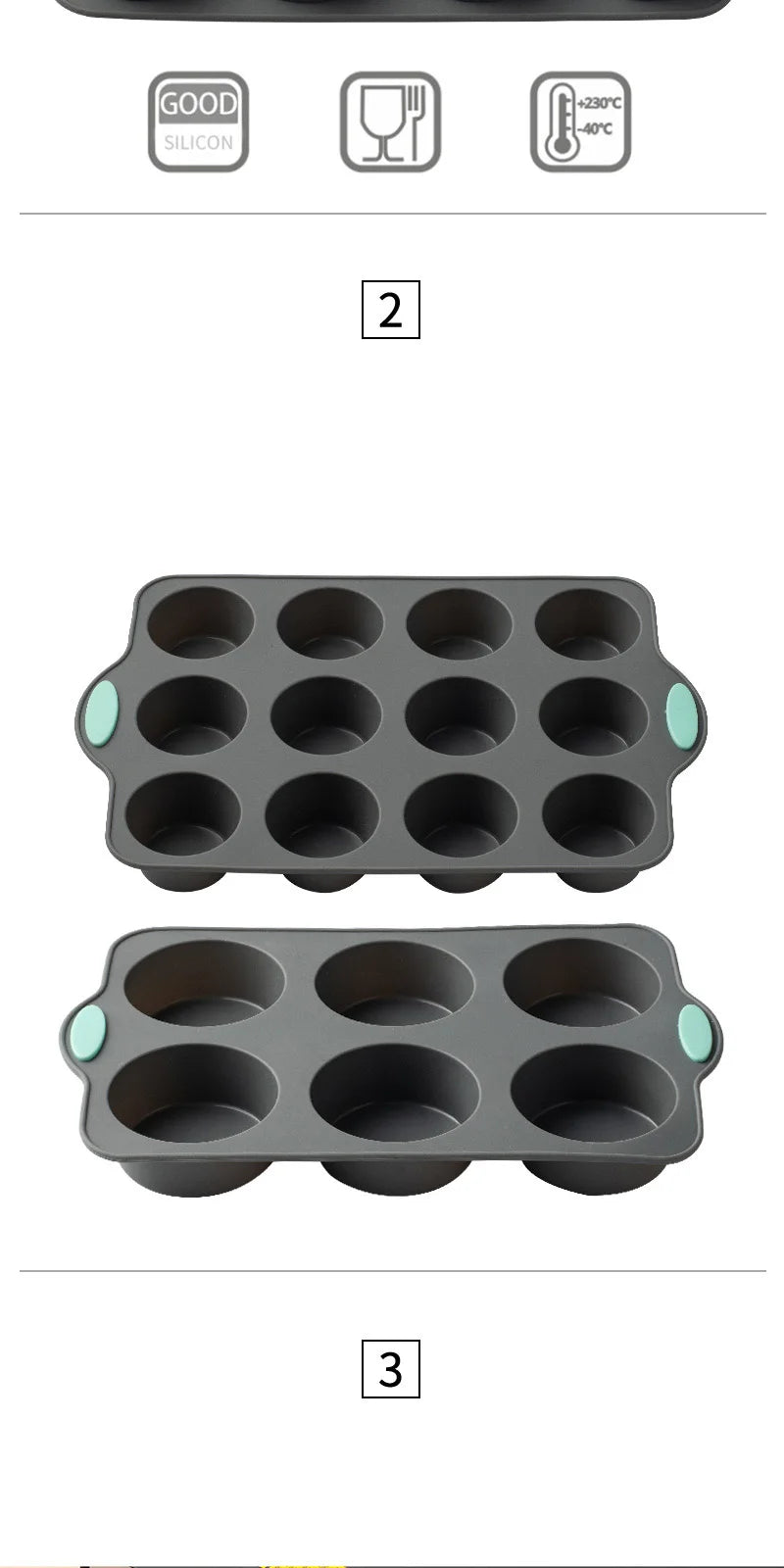 Silicone Cake Mold Pan 6/12 Cup Baking Tray Non-Stick Muffin Mold Cupcake Baking for Cakes Biscuit DIY Cake Kitchen Accessories
