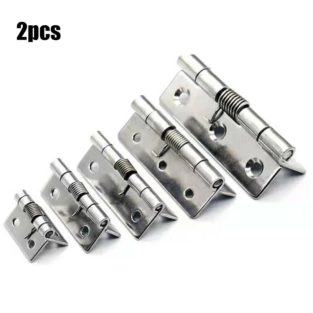 2 charnières à ressort Charnières de porte à fermeture automatique en acier inoxydable 1/1.5/2/2.5/3/4 pouces pour portes, boîtes-cadeaux, armoires