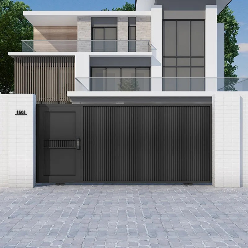 EXW Porte coulissante de villa en alliage d'aluminium moderne et simple, jardin extérieur, traduction artistique électrique, entrée de garage sécurisée.