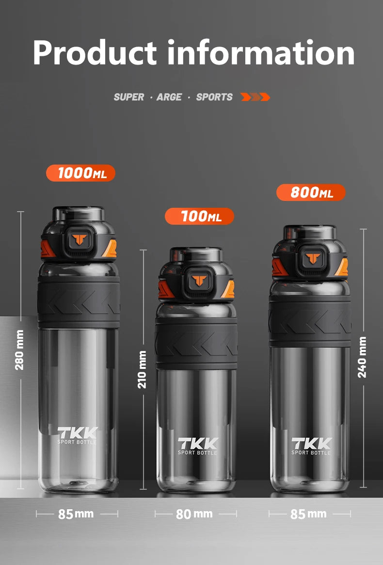 TKK 600/800/1000ml Sport-Trinkflasche Tritan BPA-frei Strohhalm Tragbar Auslaufsicher Kunststoff Trinkgeschirr Outdoor Fitness Kanne