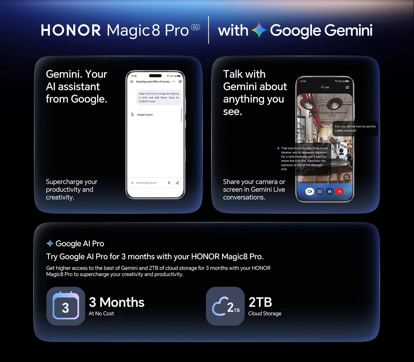 Version globale HONOR Magic8 Pro Snapdragon 8 Elite Gen 5 Écran OLED 6,71'' 120Hz 7100mAh SuperCharge 100W Téléphones Magic 8 Pro