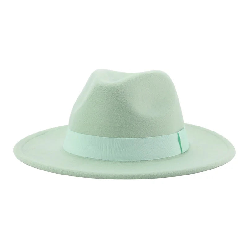 Chapeau Fedora Femme Chapeaux d'hiver pour femmes Bande de ruban Chapeau homme Large bord Classique Beige Mariage Eglise Chapeau melon Nouvelle casquette chapeau femme