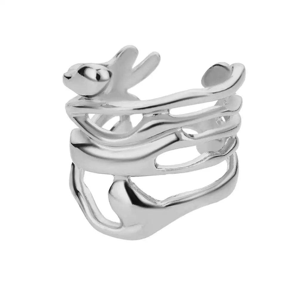 Edelstahlringe für Damen 2024 Trend Offener Goldfarbener Doppelperlenring Hochzeit Ästhetischer Schmuck Paar Geschenk anillos