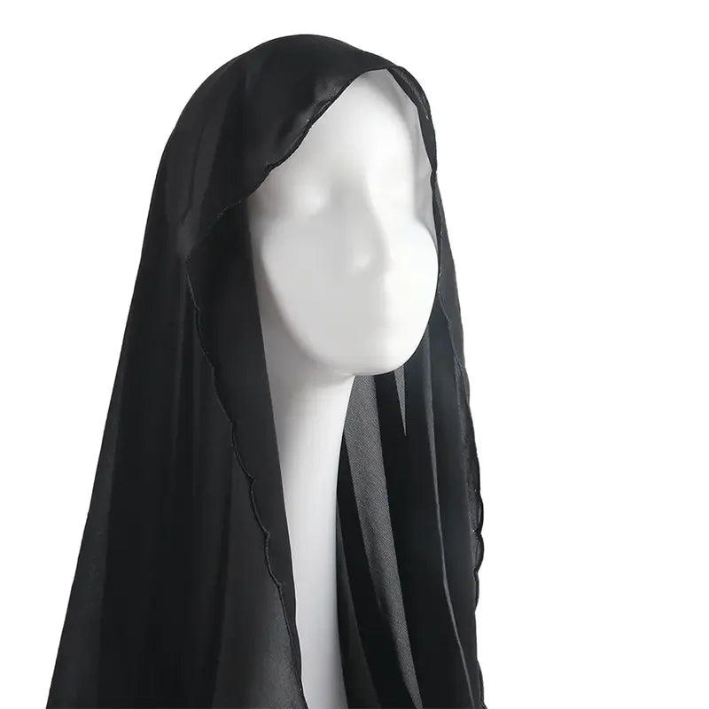 Châles Hijab en mousseline de soie pour femme, écharpe en dentelle, foulards unis, foulards pour femme, voile musulman 70*180cm