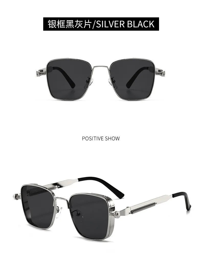 New Eyeglasses Vintage Steampunk Square Metal Sunglasses Fashionable Versatile Unisex Eyewear Unique Statement Style Sun Glasses
