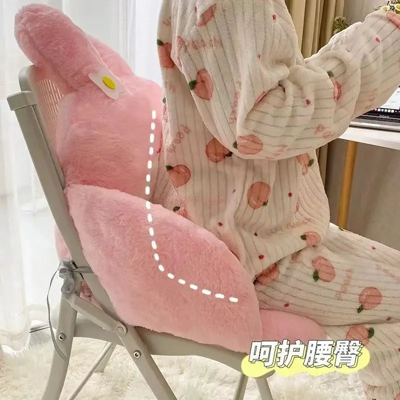 Kawaii Cinnamoroll Big Size Süßes Plüsch Halb Umgeben Schwarzes Kuromi Kissen Rückenlehne Schlafsaal Büro Rutschfestes Stuhlkissen