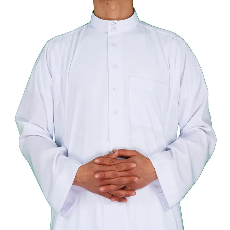 Muslim Fashion Abayas for Men Solid Crew Neck Jubba Thobe Loose Casual Robe Saudi Arabic Kaftan Pakistan Caftan Islamic Clothing