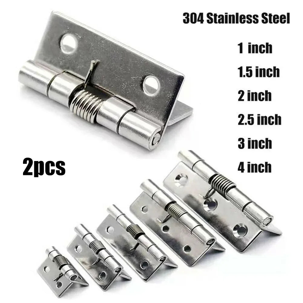 2 charnières à ressort Charnières de porte à fermeture automatique en acier inoxydable 1/1.5/2/2.5/3/4 pouces pour portes, boîtes-cadeaux, armoires
