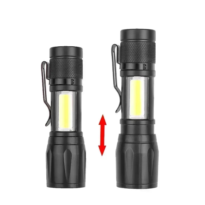 Lampe de poche portable super lumineuse 3 LED SST20 - Torche USB rechargeable de haute qualité, étanche avec CLIP DE CASQUETTE pour la randonnée et le camping