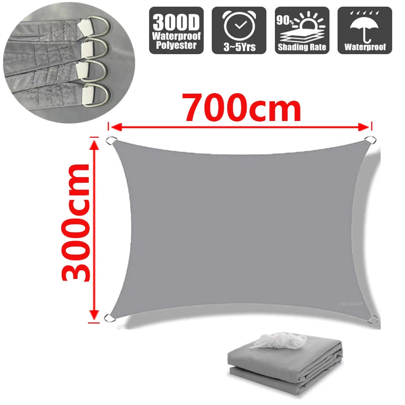 Sonnensegel für den Außenbereich, 300D Polyester, wasserdicht, UV-beständig, für Terrasse, Carport, Garten usw.
