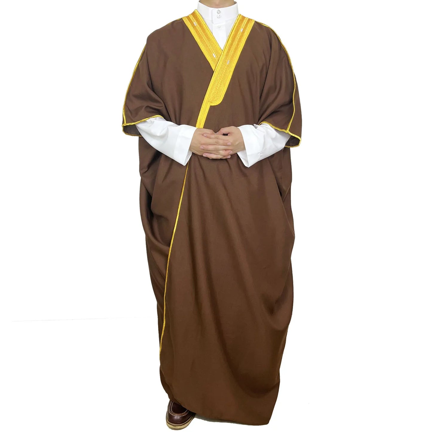 Moyen-Orient Hommes Ouvert Abayas Musulman Robe Kimono Dishdasha Vêtements Islamiques Dubaï Arabie Saoudite Caftan Brodé Robe Prière Thobe