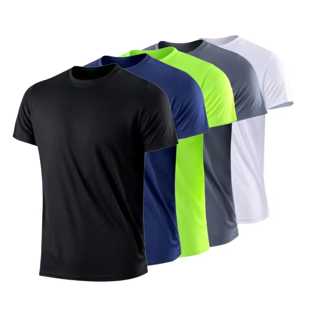 T-shirt de sport pour homme, à manches courtes, séchage rapide, évacuant l'humidité, col rond, pour l'entraînement, la course, la gym, le sport, léger