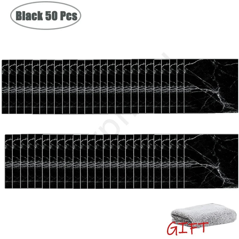 Simulated Thick Marble Tile Wall Sticker PVC Waterproof Self-adhesive Living Room Toilet Kitchen Home Floor Sticker