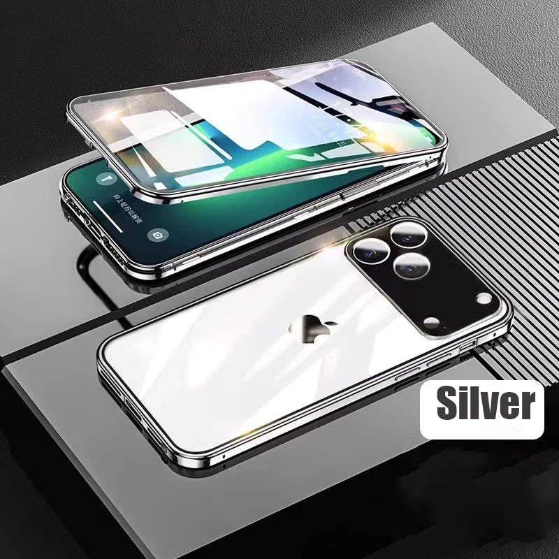 360°-Vollschutz-Metall-Magnet-Doppelseitige Glas-Schnappverschluss-Handyhülle für iPhone 17 Pro Max/17/Air/17 Pro Bumper Cover