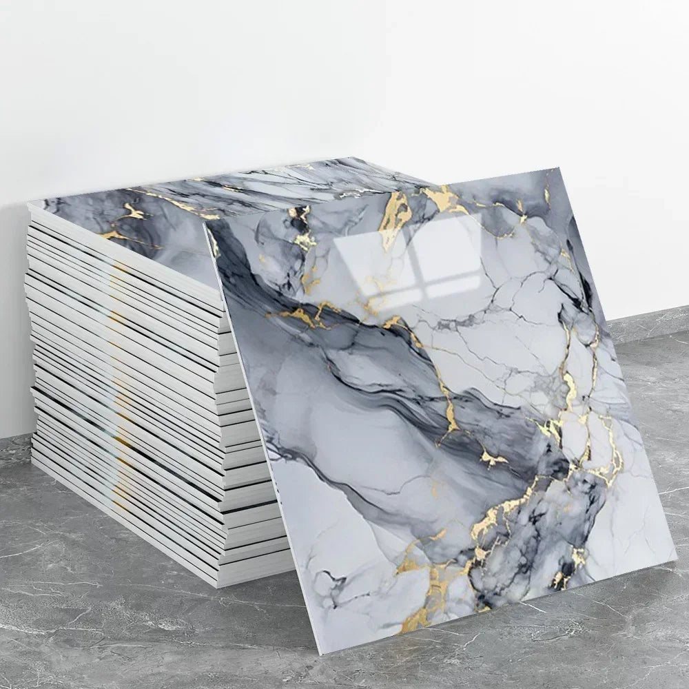 10-50PCS Imitation Marble 3D Ceramic Tile Wall Renovation Decoration Sticker Waterproof Self-adhesive Homeelf-adhesive Wallpaper