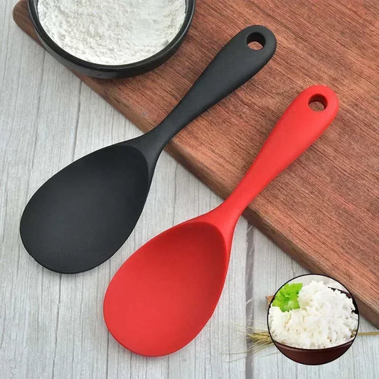 Cuillère de service en silicone, Louche de cuisine antiadhésive, Cuiseur à riz électrique, Cuillère de cuisson perforée, Cuillère à riz ménagère