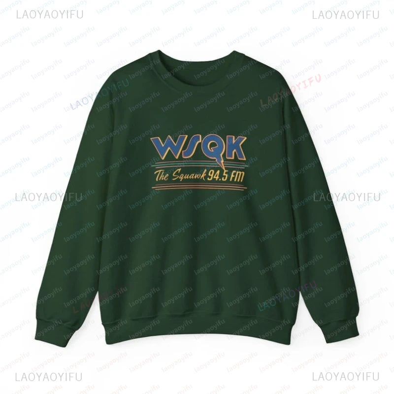 WSQK The Squawk 94.5 FM Radio Sweatshirt Wsqk Unisex Sweatshirts Vintage Sci-Fi Crewneck 80er Nostalgie Sweater Retro Shirt Geschenk