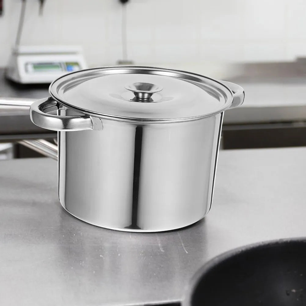 18 cm Edelstahl-Suppentopf, zwei Griffe, dicht schließender Deckel, runder Kochtopf für die Zubereitung von Suppen, Brühen, Brei, Chili und Eintöpfen