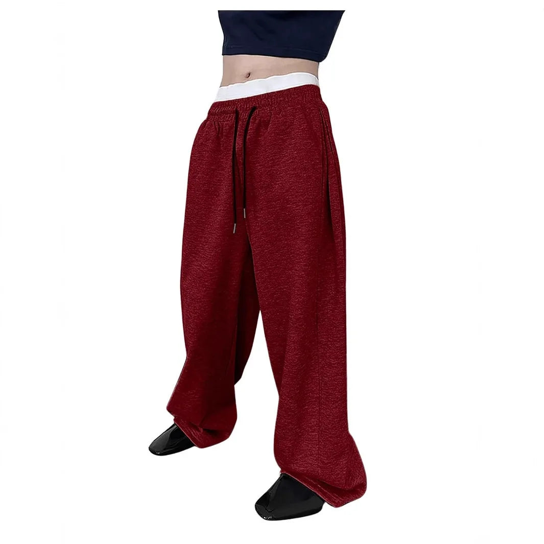 Pantalon de survêtement large Y2K Harajuku pour femmes, streetwear, ample, surdimensionné, gris, de sport, taille haute, avec cordon de serrage, décontracté