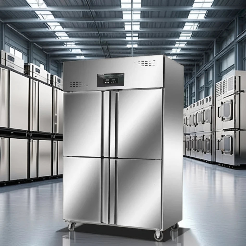 Réfrigérateur Congélateur Commercial 4 Portes - Grand Stockage Vertical Réfrigéré à Air pour Aliments Surgelés, pour Cuisine de Restaurant