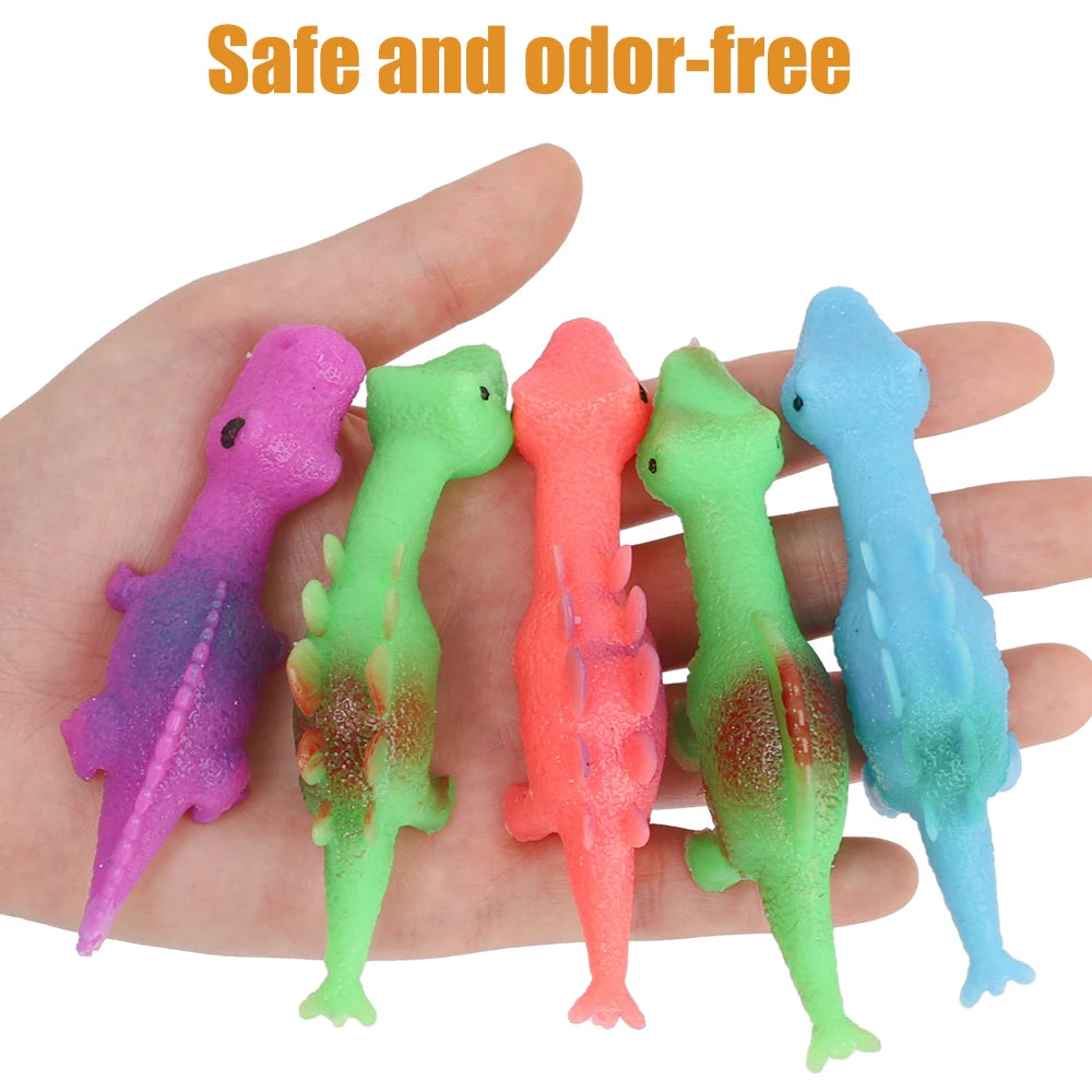 Lot de 10 Lance-Dinosaures Créatifs à Catapulte, Jouets Muraux Adhésifs pour Adultes et Enfants, Jouet Anti-Stress Lance-Dinosaures