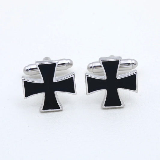 Classic Blue Black Colors Cross Shaped Mens Cufflinks Shirt Suit Tuxedo Blouse Silvery Sleeve Button
