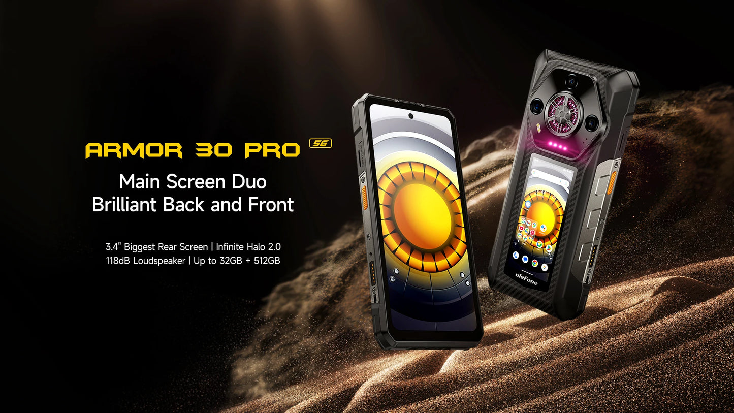 Ulefone Armor 30 Pro 5G Outdoor-Smartphone Android 14 6,95" 120Hz 32GB+512GB 12800mAh Nachtkamera 64MP NFC