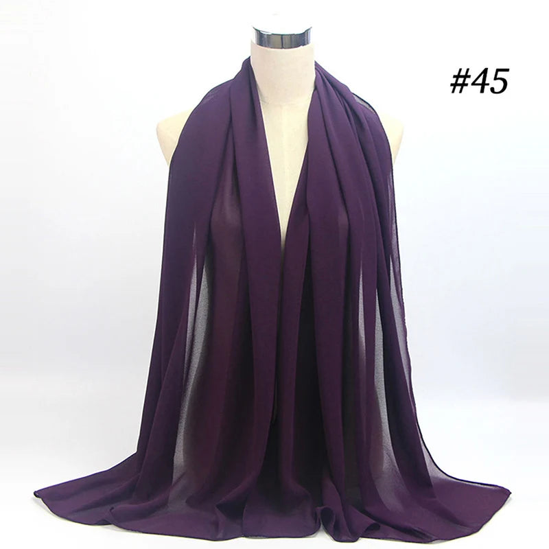 Hijab musulman en mousseline pour femmes, écharpe en mousseline bulle, voile pour femmes, musulmanes, islamiques, de couleur unie, malaisiennes, écharpes foulard musulman