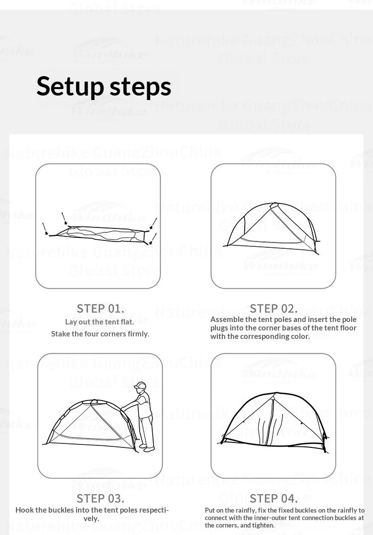 Naturehike Mongar UL BASE PRO 123 People Tent Trekking Backpacking Shelter Tent 20D Nylon Waterproof Ultralight Outdoor Camping